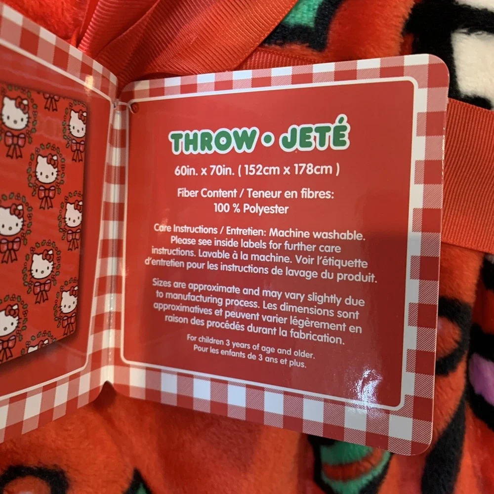 Hello Kitty Red Christmas Holiday Wreath Throw Blanket Plush 60